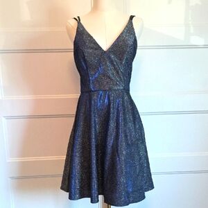Xscape Blue Sleeveless Spaghetti Strap Mini Dress